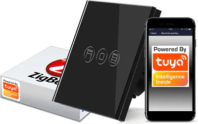Produktbild von Rollladen Touch-Schalter Glas Tuya Zigbee Schwarz