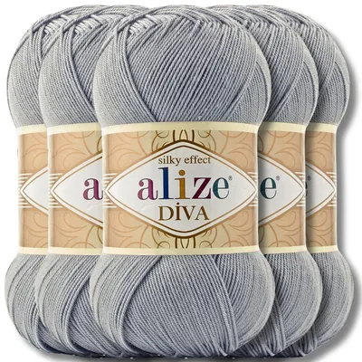 Produktbild von Alize 5x 100g Diva Wolle, Uni, Häkeln, Stricken (355)