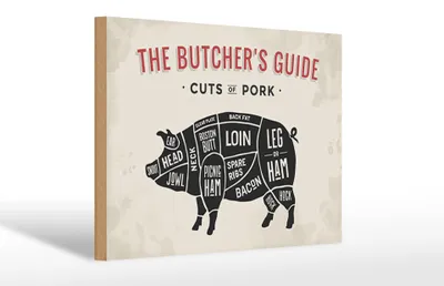 Produktbild von Holzschild Schwein 30x20cm Pork cuts Metzgerei Fleisch
