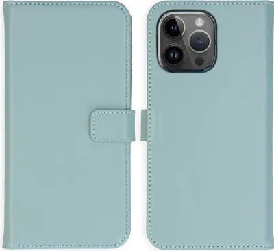 Immagine prodotto di Custodia a libro in vera pelle Selencia per iPhone 15 Pro Max - Air Blue