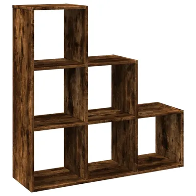 Produktbild von vidaXL Raumteiler-Bücherregal 3 Etagen Räuchereiche 99x29x99 cm