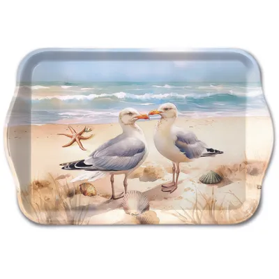Produktbild von Tablett klein Seagulls - Möwen und Muscheln am Strand 20,8x13,6cm Ambiente Tablett Maritim