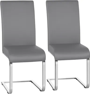 Two modern dining chairs.