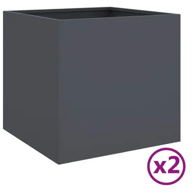 Produktbild von Pflanzkübel 2 Stk. Anthrazit 42x40x39 cm Stahl
