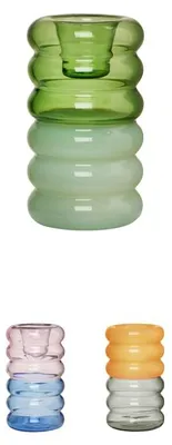 Kandelaar aus Borosilikatglas, Teelichthalter, 8,75 cm, Grün