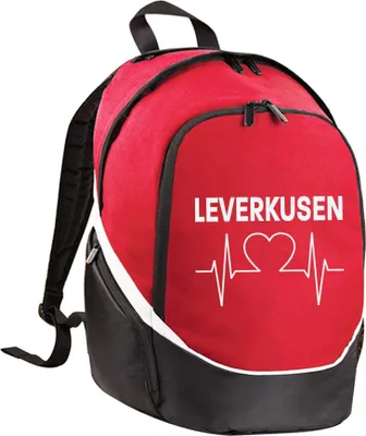Produktbild von multifanshop Rucksack - Leverkusen - Herzschlag, rot/schwarz, Größe one size