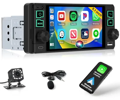 Zdjęcie produktu dla Radio samochodowe 1-DIN z 5,1-calowym ekranem dotykowym, obsługujące CarPlay, Android Auto i Bluetooth