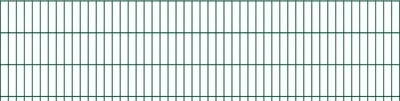 A close-up, full-frame shot of a green metal fence.