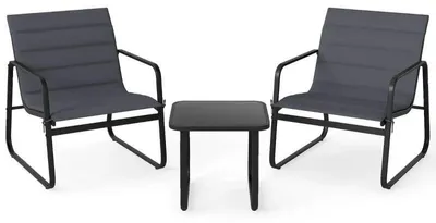 Produktbild von 3-teiliges Outdoor-Set aus Stühlen und Beistelltisch NP12915GR, mit abnehmbaren Kissen, grau