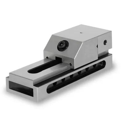 Produktbild von EBERTH Präzisions-Niederzugschraubstock, Backenbreite 50mm, maximale Spannkraft 65mm, Backenhöhe 25mm, aus robustem Stahl, professionell