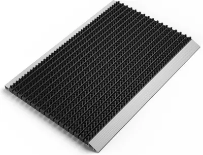 Produktbild von Fußmatte außen alu mit Bürsten schwarz, Schmutzfangmatte 55 x 90 cm, Fußmatte Aussenbereich