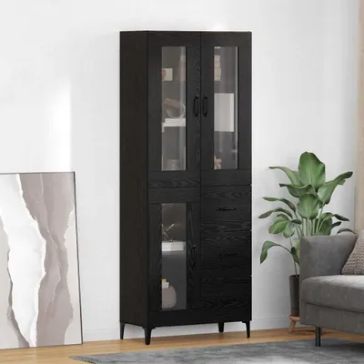 Produktbild von vidaXL Highboard Schwarz Eichen-Optik 69,5 x 34 x 180 cm Holzwerkstoff