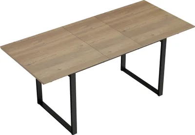Productafbeelding van Een uitschuifbare eettafel voor 6-8 personen, met een afmeting van 140-180 cm, gemaakt van hout en staal