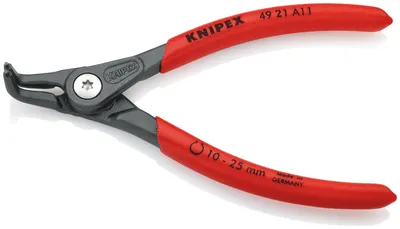 Produktbild von Knipex 49 21 A11, Sicherungsringzange, Chrom-Vanadium-Stahl, Kunststoff, Rot, 130 mm, 102 g