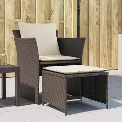 Immagine prodotto di Maison Exclusive - Sedia da giardino con poggiapiedi marrone in poly rattan