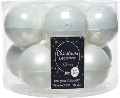 Produktbild von Weihnachtskugeln Glas 6cm winterweiß, 10 Stück