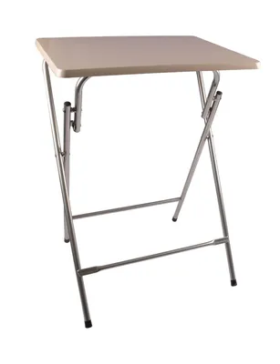 Image de Table métallique pliante Table d'appoint Table de café Table de camping, couleur:beige