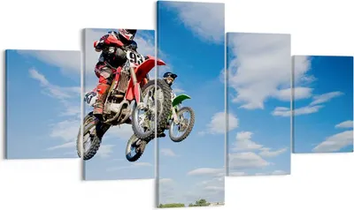 Produktbild von Bild auf Leinwand - Leinwandbild - Motorrad Reiter Himmel - 125x70cm - Wand Bild - Wanddeko - Leinwanddruck - Bilder - Kunstdruck - Wanddekoration - Leinwand bilder - Wandkunst - EA125x70-0126