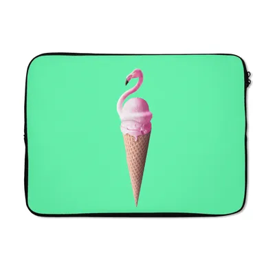 Produktbild von MuchoWow® Laptop Hülle 14 ZollEistüten - Eiscreme - Flamingo - Rosa - Grün Laptoptasche - Laptoptasche - Stoßsicher - Schutzhaube