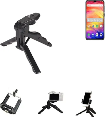 Produktbild von K-S-Trade Stativ Tisch-Ständer Dreibein Handy-Stativ Ständer kompatibel mit Ulefone Note 7 Mini-Stativ Smartphone Tripod Handy-Stativ aus Plastik