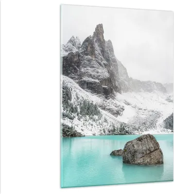 Produktbild von Bilder auf glas - Einteilig - Berge See Schnee - 80x120cm - Glasbilder - Wandbilder - Bilder - zum Aufhängen bereit - Wanddekoration aus Glas - Glas Bilder - Wandbild auf Glas - GPA80x120-4377