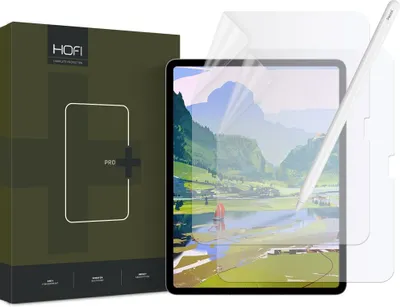 A product box and a screen protector on a tablet.