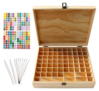 Produktbild von Holzaufbewahrungsbox für ätherische Öle – Organizer für 74 Flaschen – Praktisch für Reisen und Präsentationen