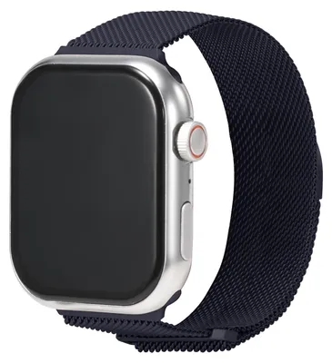 Produktbild von Milanaise Edelstahl Ersatzarmband für Apple Watch 1 2 3 4 5 6 7 8 9 10 11 SE 1 2 3 Ultra 1 2 3 mit 42/44/45/49mm Gehäuse Magnetisches Mesh Uhrenarmband Mitternachtsblau Verstellbares Smartwatch Armband Größe Universal