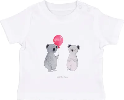 Produktbild von Mr. & Mrs. Panda Babyshirt Koala Luftballon 0. - 6. Monat - Weiß - Geschenk, Baby T-Shirt,  Shirt, Geburtstag, Organic, Party