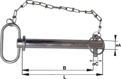 Produktbild von Protempo trekkerpen met ketting en splitspen 19 x 106 x 122 x 8 mm