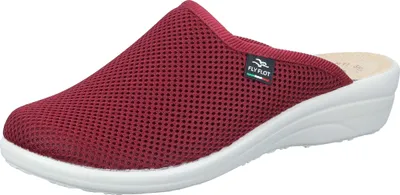 Produktbild von Fly Flot Damen Hausschuh Pantoffel luftig Mesh gepolsterte Decksohle Keilabsatz, Größe:38 EU, Farbe:Rot