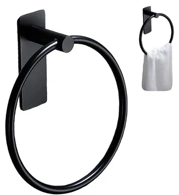Produktbild von Selbstklebender Handtuchhalter aus Edelstahl, schwarz
