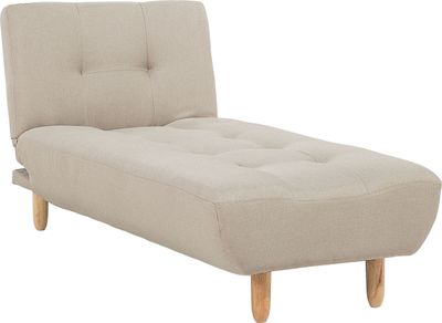 BELIANI Chaiselongue Universal Beige Stoffbezug Gesteppt mit Schlaffunktion Verstellbare Rückenlehne Holzfüße Retro-Design Wohnzimmer Ausstattung