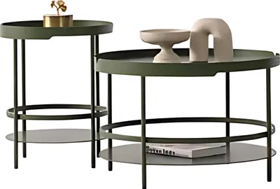 Produktbild von Tisch-Set Mitteltisch & Beistelltisch aus Holzfurnier Satztisch Tische