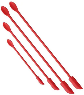 Produktbild von Silikon Spatelset, 4 Stück, rote Mini-Schraber für Lebensmittel, Küche