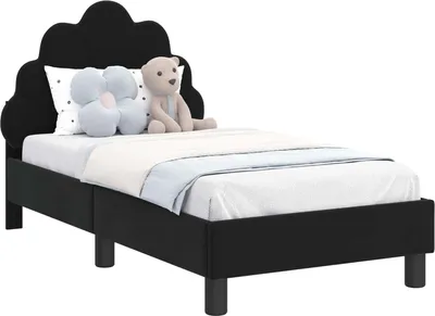 Produktbild von vidaXL Kinderbettgestell mit Kopfteil Schwarz 70 x 140 cm Samt