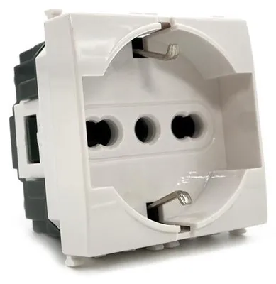 Obrázek produktu pro ITÁLSKO-NĚMECKÁ ZÁSUVKA „EASY“ 10/16 A, 250 V, 2P+T – bílá