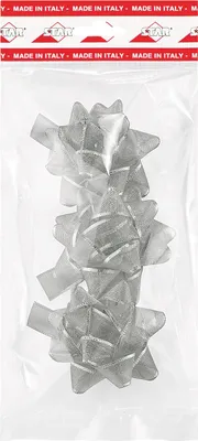 Produktbild von Geschenkschleifen Organza Optik 8cm, 3 Stück, Farbauswahl:Silber