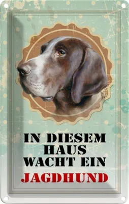 Produktbild von vianmo Blechschild 30x20 cm Hund in diesem Haus wacht ein Jagdhund Tier Haustier