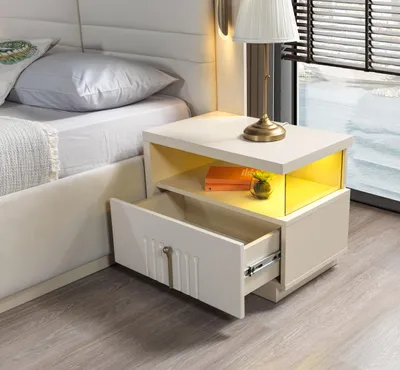 Produktbild von Designer Nachttisch mit Beleuchtung modern Schlafzimmer Möbel