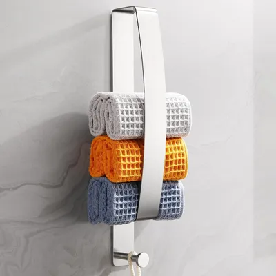 Produktbild von Handtuchhalter ohne Bohren Edelstahl 304 Gebürstet Silber mit Haken 42 cm