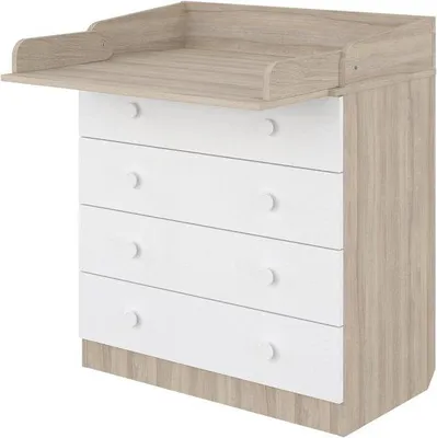 Productafbeelding van Commode met Aankleedblad - Baby Commode Luiertafel - Baby Verzorgen - 4 Ruime Lades
