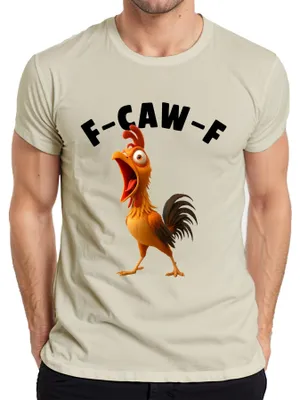 Produktbild von F-CAW-F lustiges Huhn Cartoon Hahn Bauernhof Geschenk Humor witz Herren T-Shirt, Natur, XL