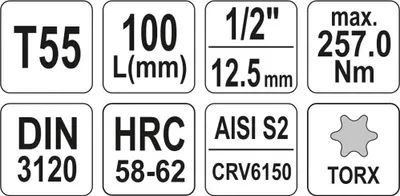 Obrázok produktu pre Yato YT-04327, 1/2", 100 mm, 1 kusov