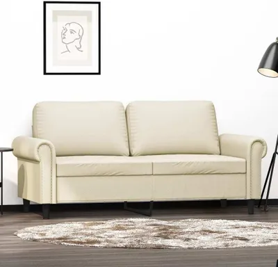 Produktbild von Cloris DesignMöbel 2-Sitzer-Sofa Creme 140 cm Kunstleder , Schlafsofas 2024 Neu