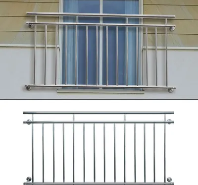 Obrázok produktu pre ECD Germany francúzsky balkón, 90x156 cm, s 11 výplňovými tyčami, lesklý, balkónové zábradlie z nehrdzavejúcej ocele