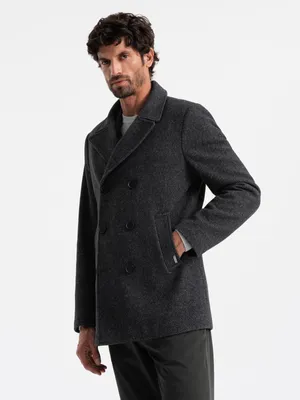 Obrázok produktu pre Ombre Clothing Pánsky vlnený kabát Darboe grafitová L