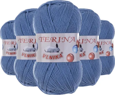 5 x 100g Terina Strickgarn Häkelgarn Wolle Acrylwolle pflegeleicht Farbwahl himmelblau