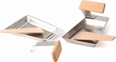 Produktbild von Grillpfännchen Set 2er ideal für Fisch Gemüse inkl. 2 Holzschaber 201270219-HE