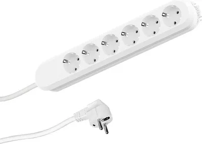 Image de Multiprise Bachmann SMART à 6 prises, blanche, 5,0 m, sans interrupteur
